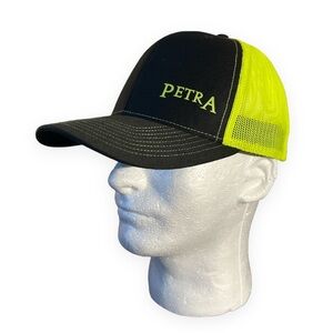 Petra 6 Panel Mesh Back Trucker Hat Neon‎ Yellow Black Adjustable